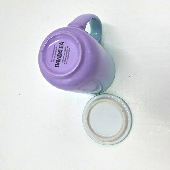 Davids Tea Nordic Mug with Lid Turquoise and Purple Ombre No Infuser Small Mark - Picture 7 of 10